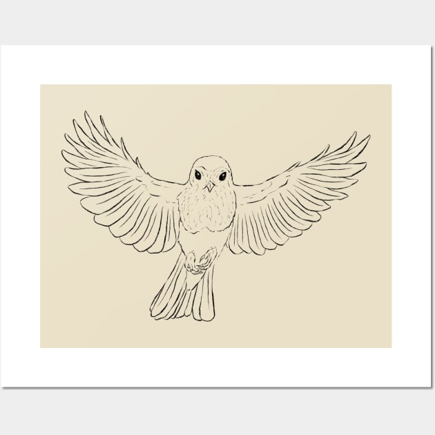 Robin Bird In Flight Flying Line Art Wall Art by Squeeb Creative